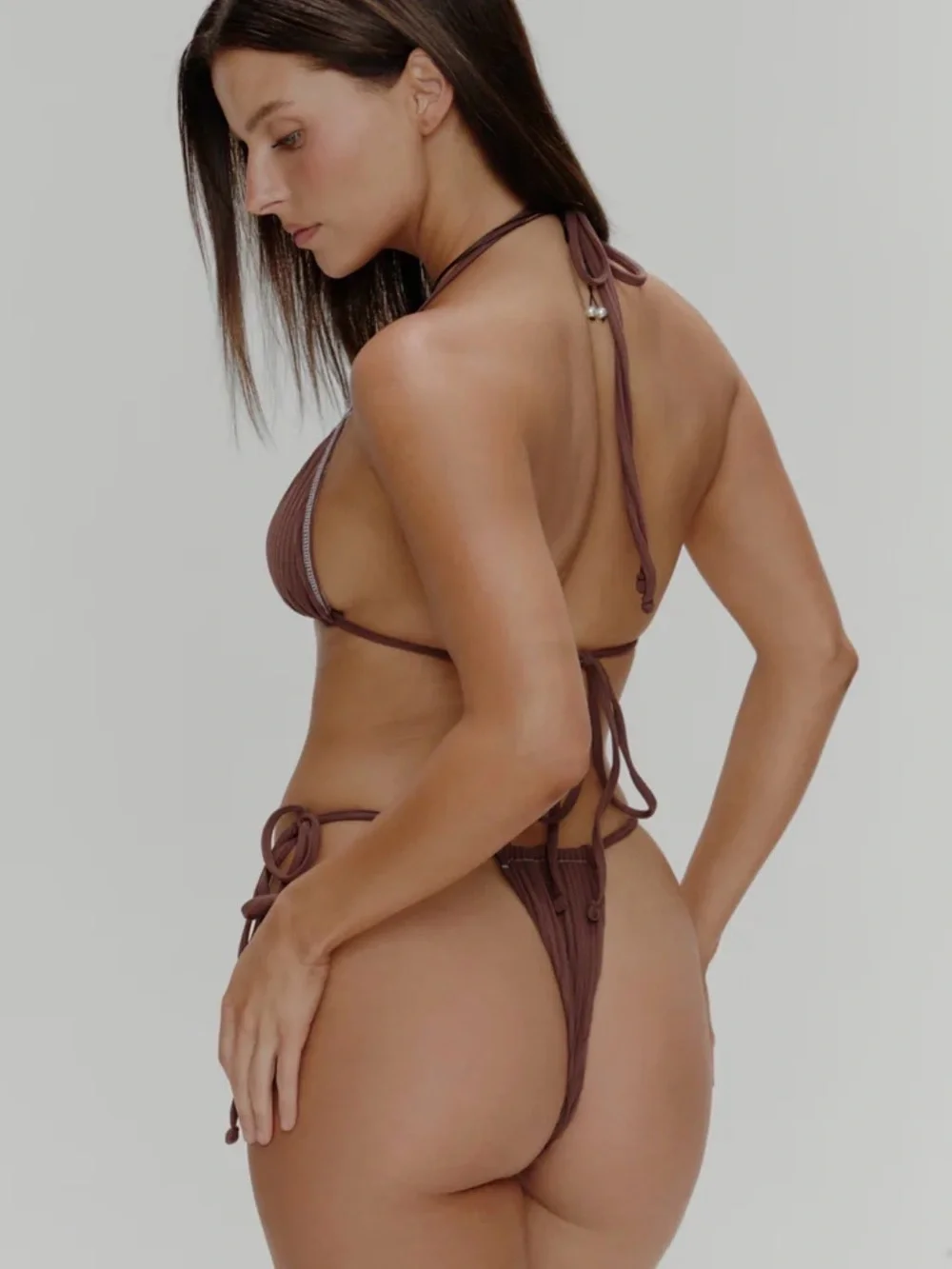 Frankie's Bikinis Nick top and Tia bottom in brown sugar